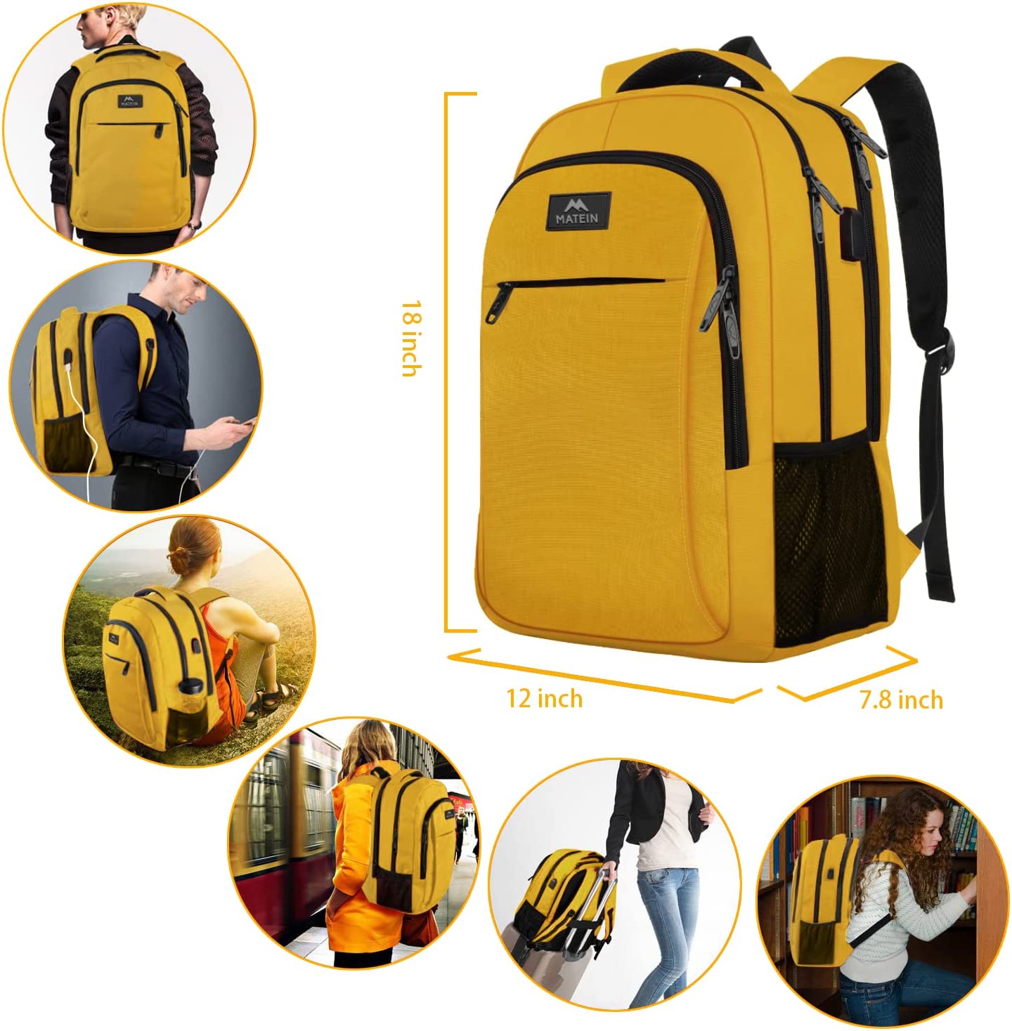 MATEIN Extra Large Backpack, 17 Inch Travel Laptop Backpack with USB Charging Port, Anti Theft TSA Friendly Business Work School Bookbag for Men Women - Image 7
